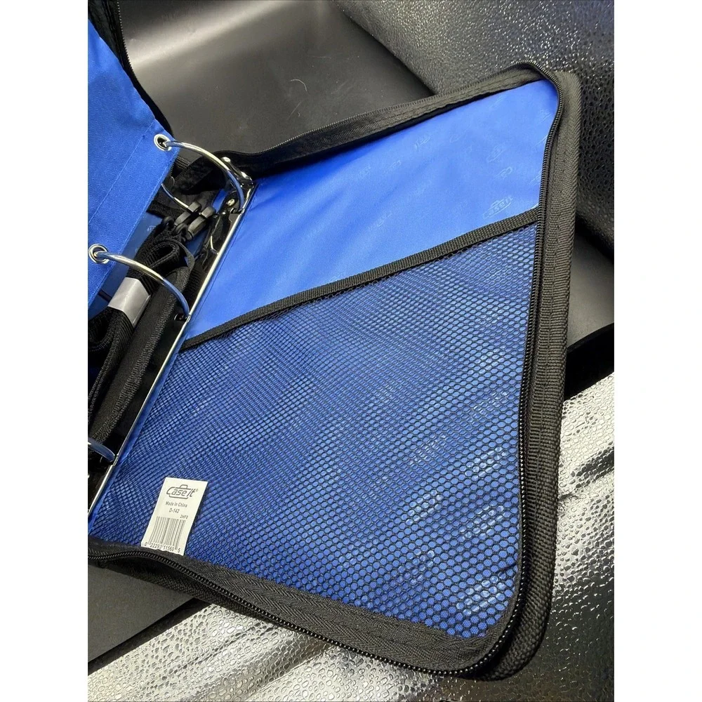 Case•it D-142 Mighty Zip Tab 3-Ring Binder Blue, 5-Color File, Handle, Strap